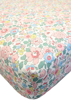 Fitted Sheet made with Liberty Fabric BETSY BLOSSOM PINK