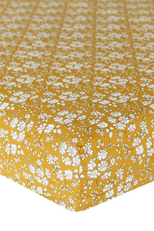 Fitted Sheet made with Liberty Fabric CAPEL MUSTARD