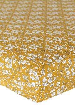 Fitted Sheet made with Liberty Fabric CAPEL MUSTARD