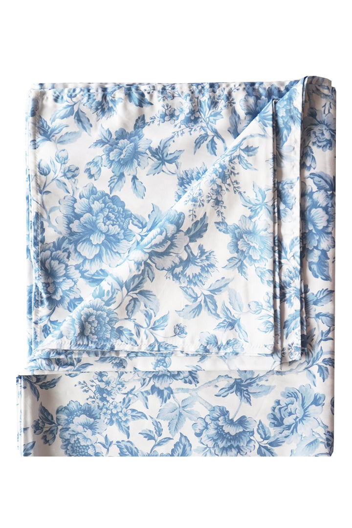 Bridgerton Flat Top Sheet made with Liberty Fabric REGENCY TRAIL CHINA BLUE