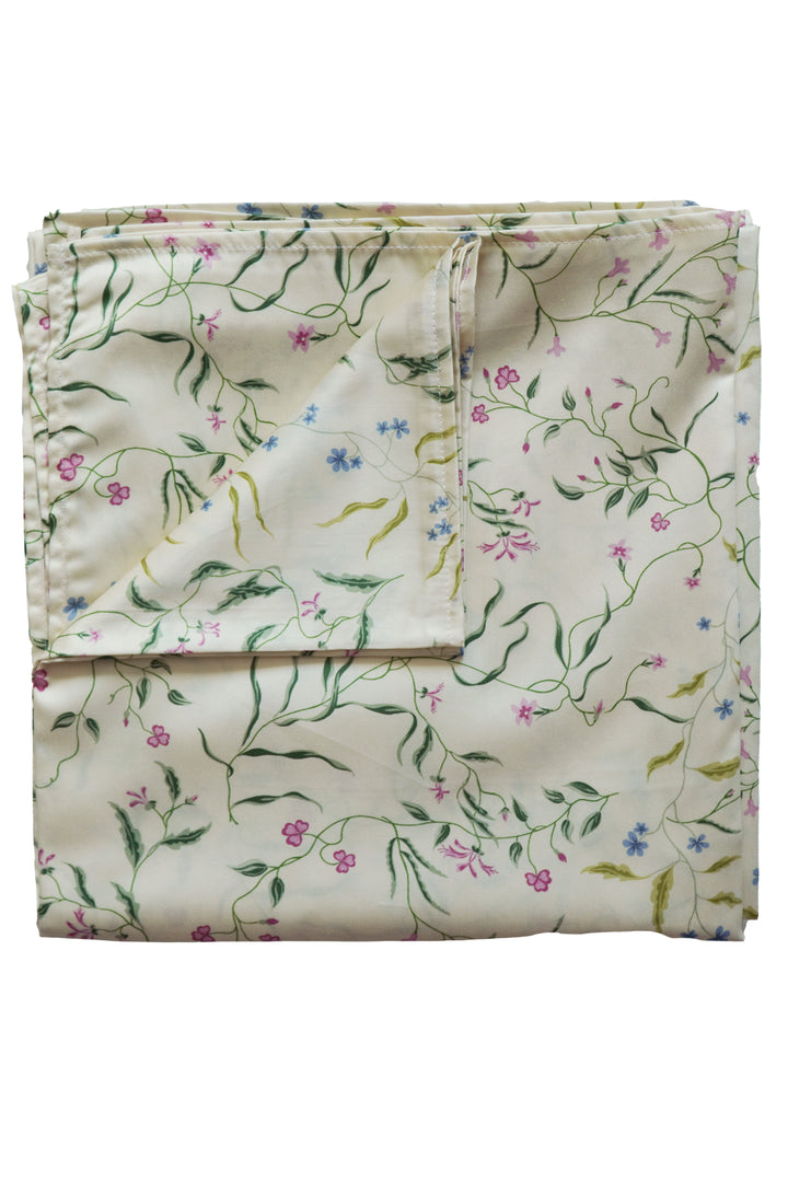 Bridgerton Flat Top Sheet made with Liberty Fabric REGAL BLOSSOM GREEN