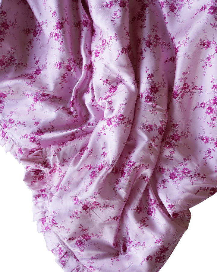 Bridgerton Reversible Ruffle Edge Heirloom Quilt made with Liberty Fabric AMELIE LUISE PINK & POSY CORSAGE YELLOW