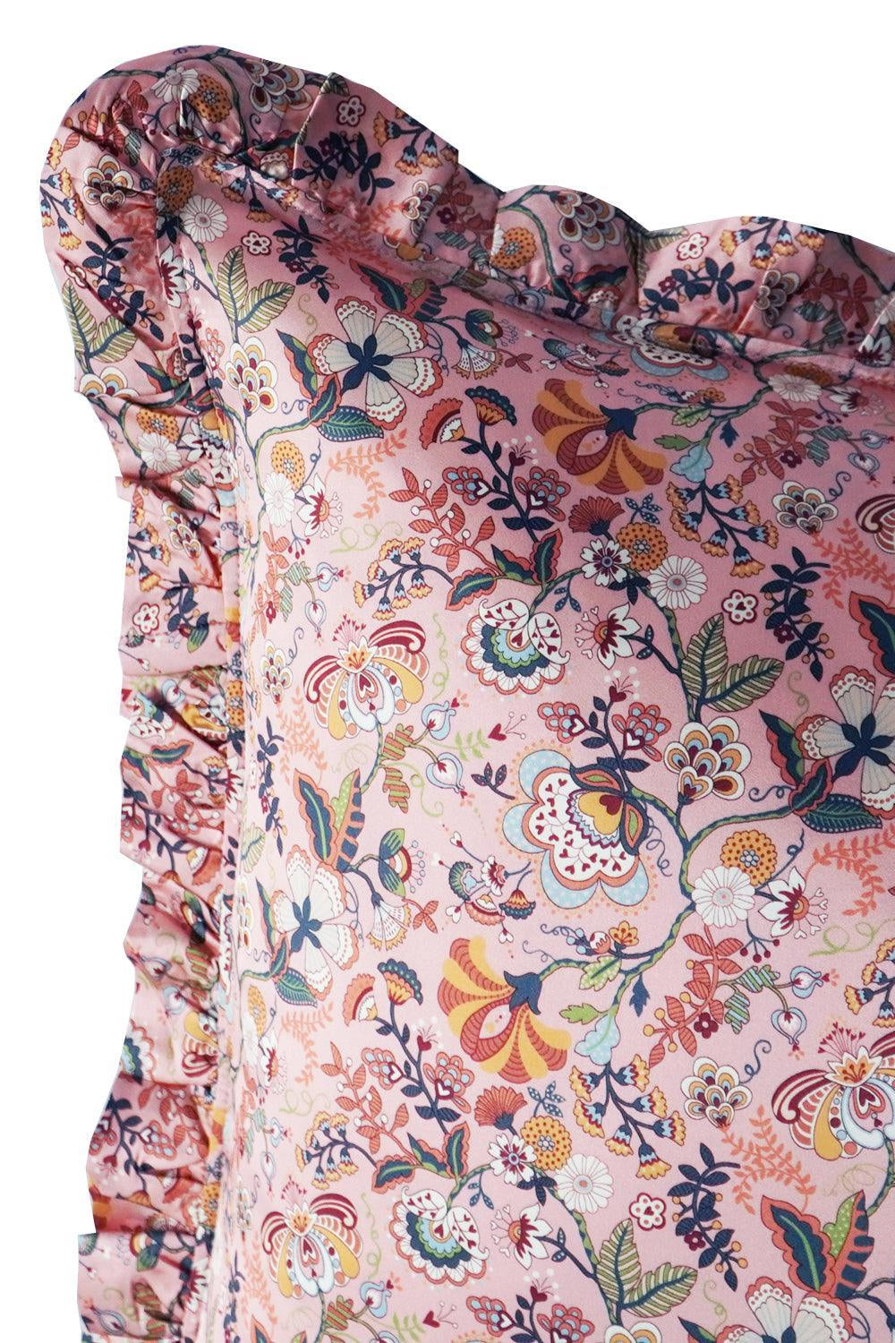 Frill Silk Pillowcase made with Liberty Fabric MABELLE HALL PINK - Coco & Wolf