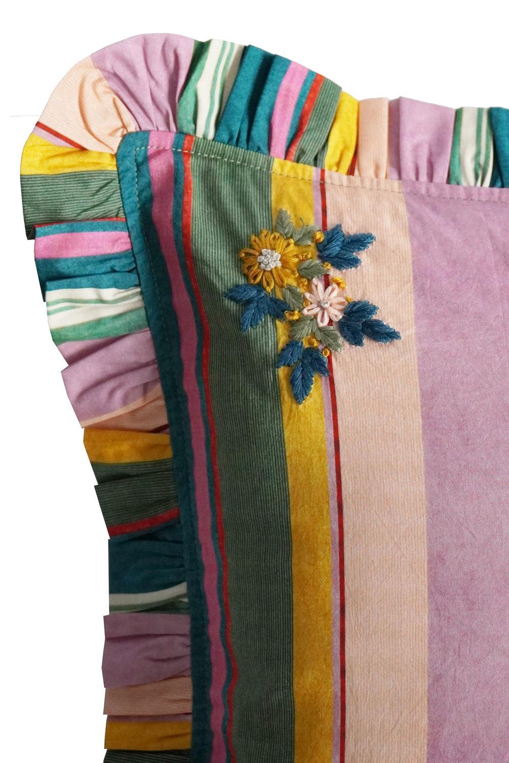 Embroidered Frill Edge Pillowcase made with Liberty Fabric ARCHIVE SWATCH - Coco & Wolf