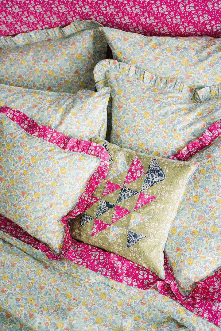 Gathered Edge Pillowcase made with Liberty Fabric BETSY SAGE - Coco & Wolf