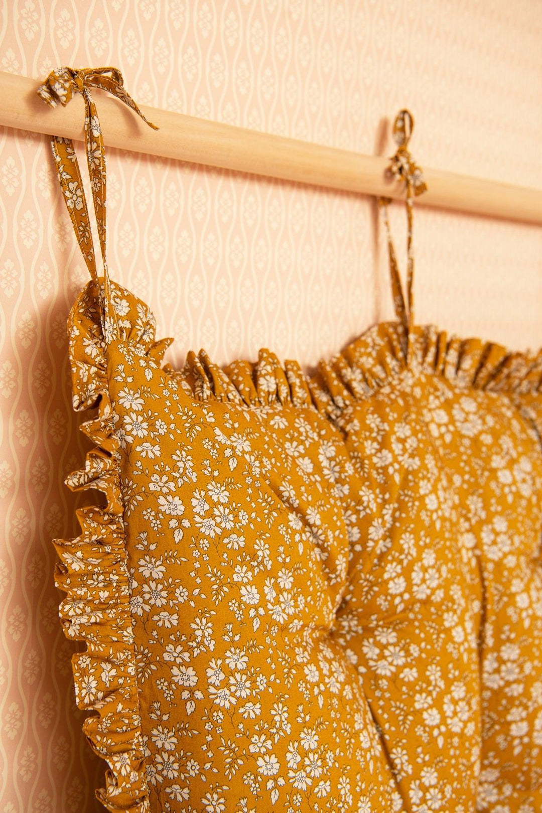 Hanging Headboard made with Liberty Fabric CAPEL MUSTARD - Coco & Wolf