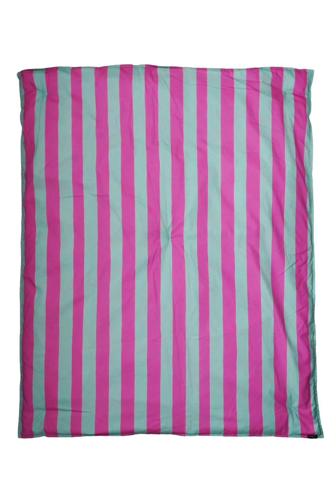 Reversible Heirloom Quilt made with Liberty Fabric VACATION STRIPE TURQUOISE & PURPLE AND FIONA DEVAUX