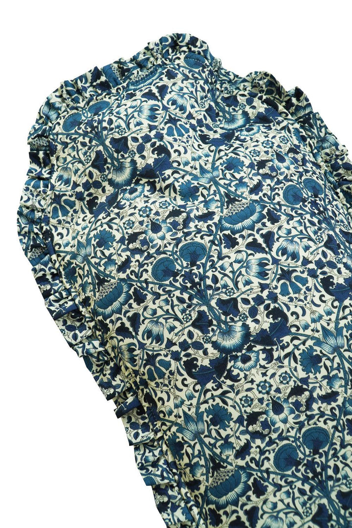 Liberty Fabric Ruffle Edge Hot Water Bottle LODDEN NAVY