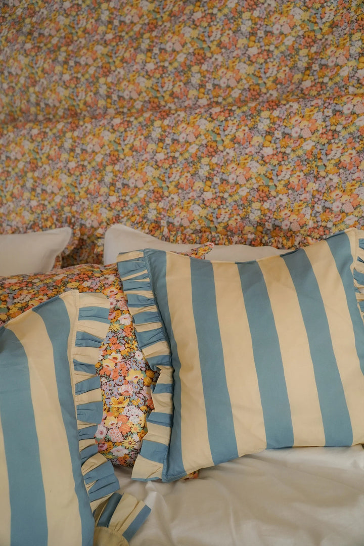 Frill Edge White Bedding made with Liberty Fabric THORPE YELLOW