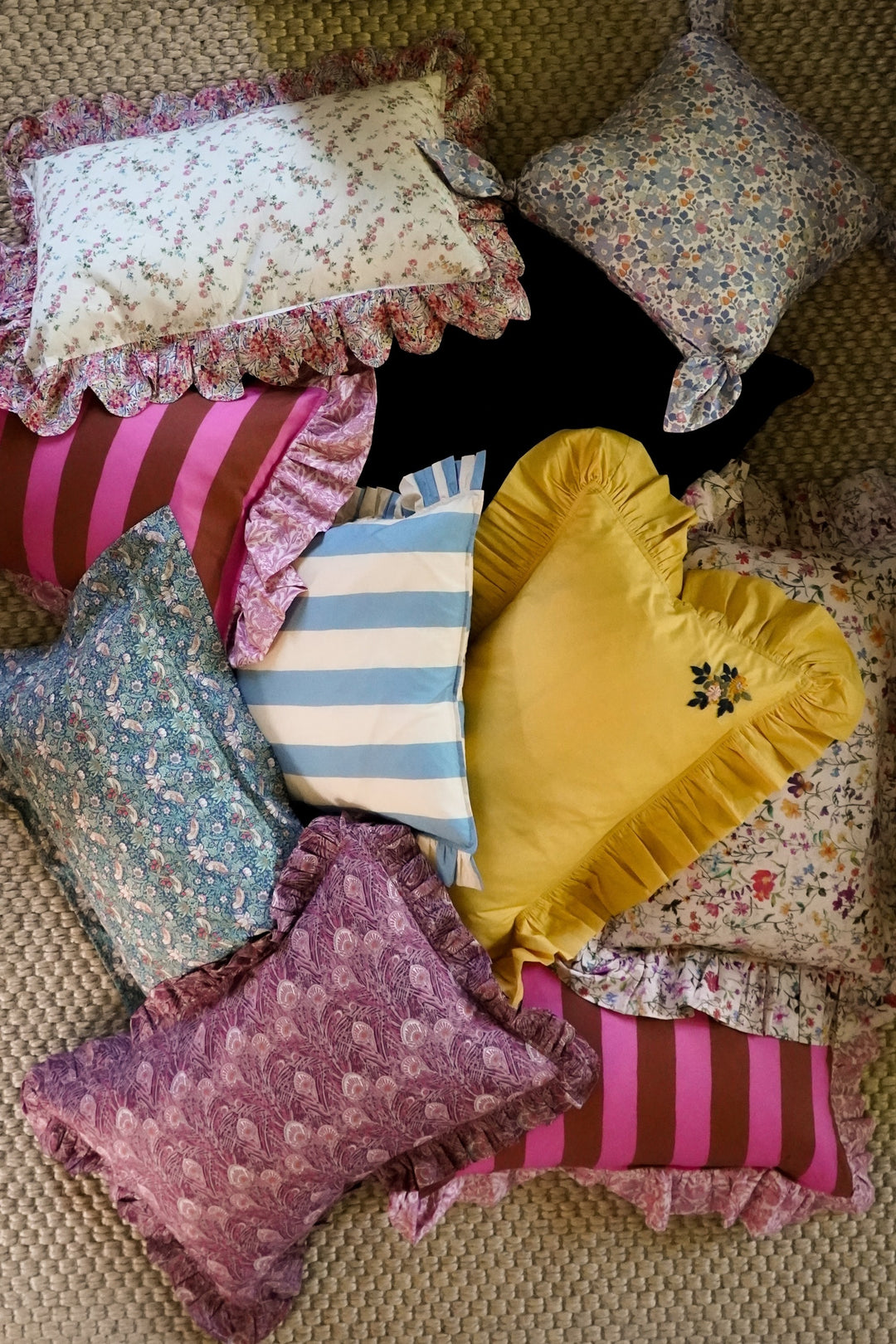Tie Corner Cushion made with Liberty Fabric BETSY