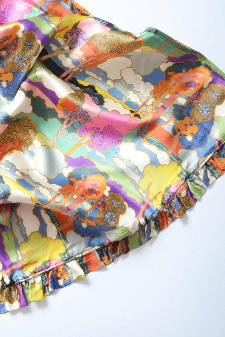 Reversible Ruffle Edge Silk Bedspread made with Liberty Fabric PROSPECT ROAD & CLEMENTINA
