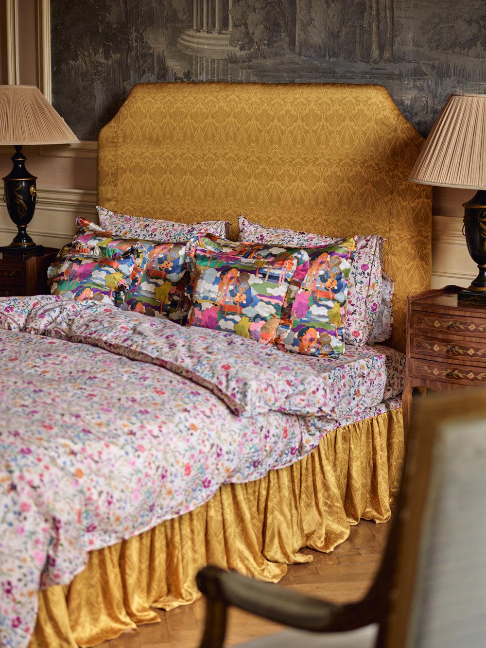 Bedskirt Valance made with Liberty Silk NOUVEAU IANTHE - Coco & Wolf