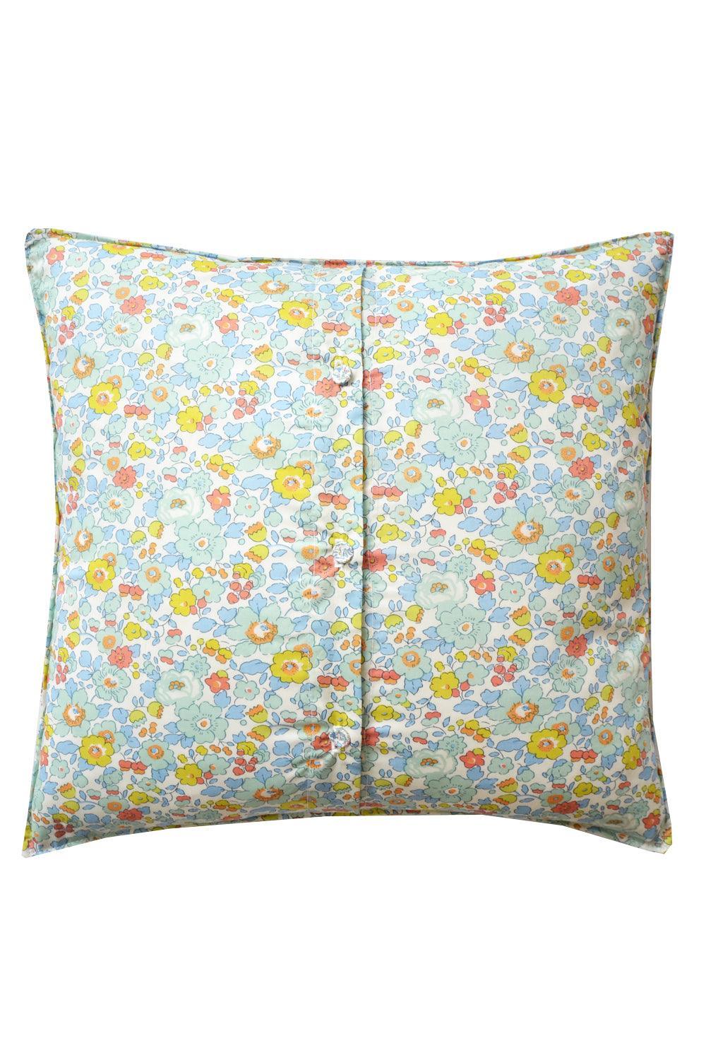 Patchwork Cushion made with Liberty Fabric Cape Pistachio, Lodden & Betsy Sage - Coco & Wolf