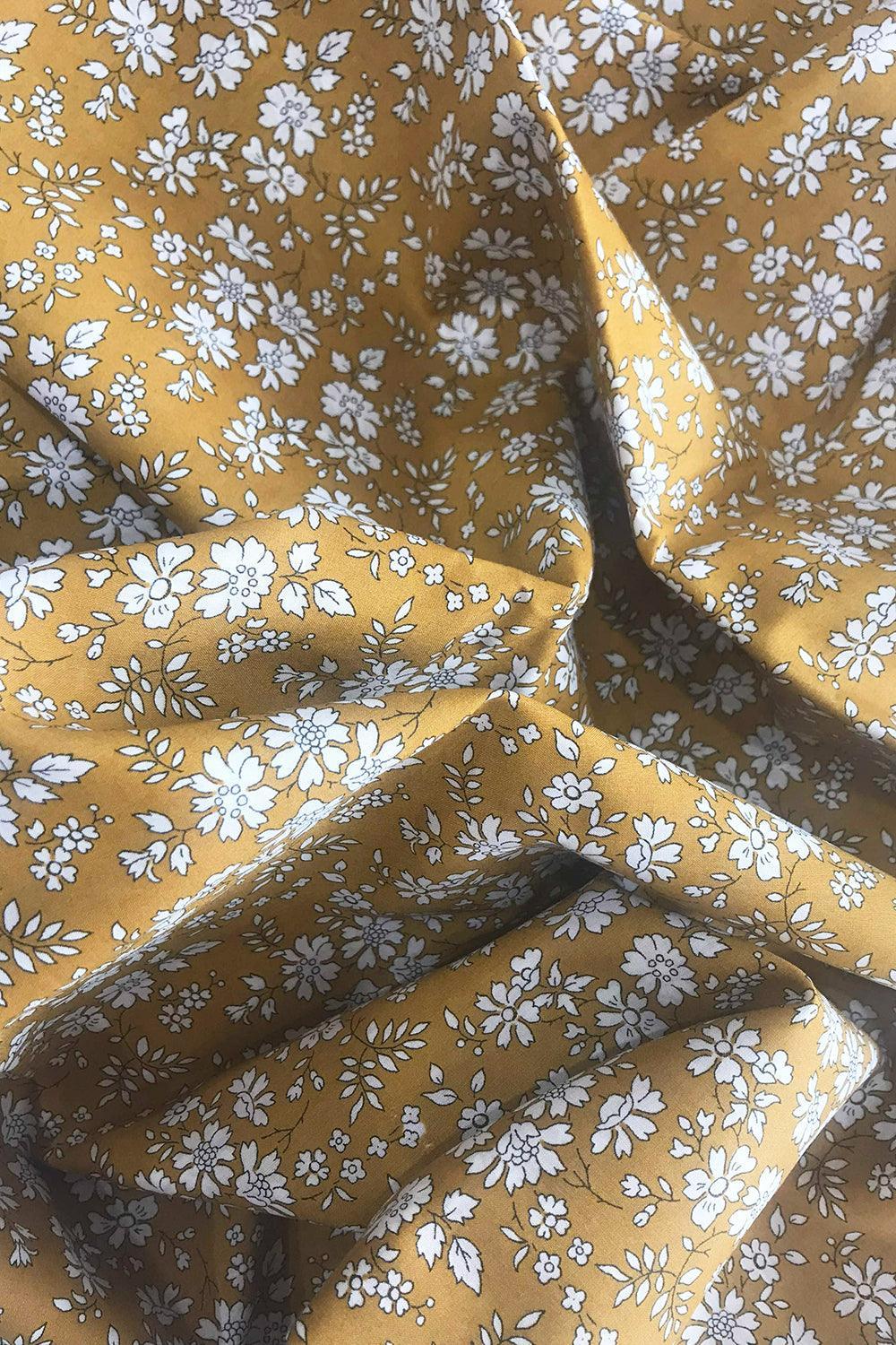 Picnic Blanket made with Liberty Fabric STRAWBERRY THIEF & CAPEL MUSTARD - Coco & Wolf