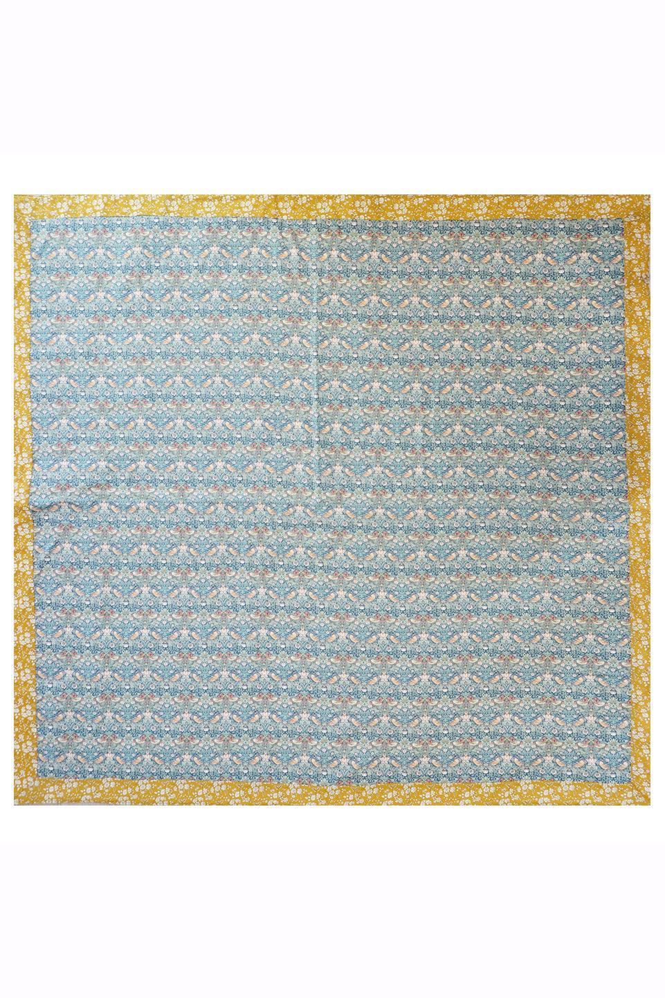 Picnic Blanket made with Liberty Fabric STRAWBERRY THIEF & CAPEL MUSTARD - Coco & Wolf