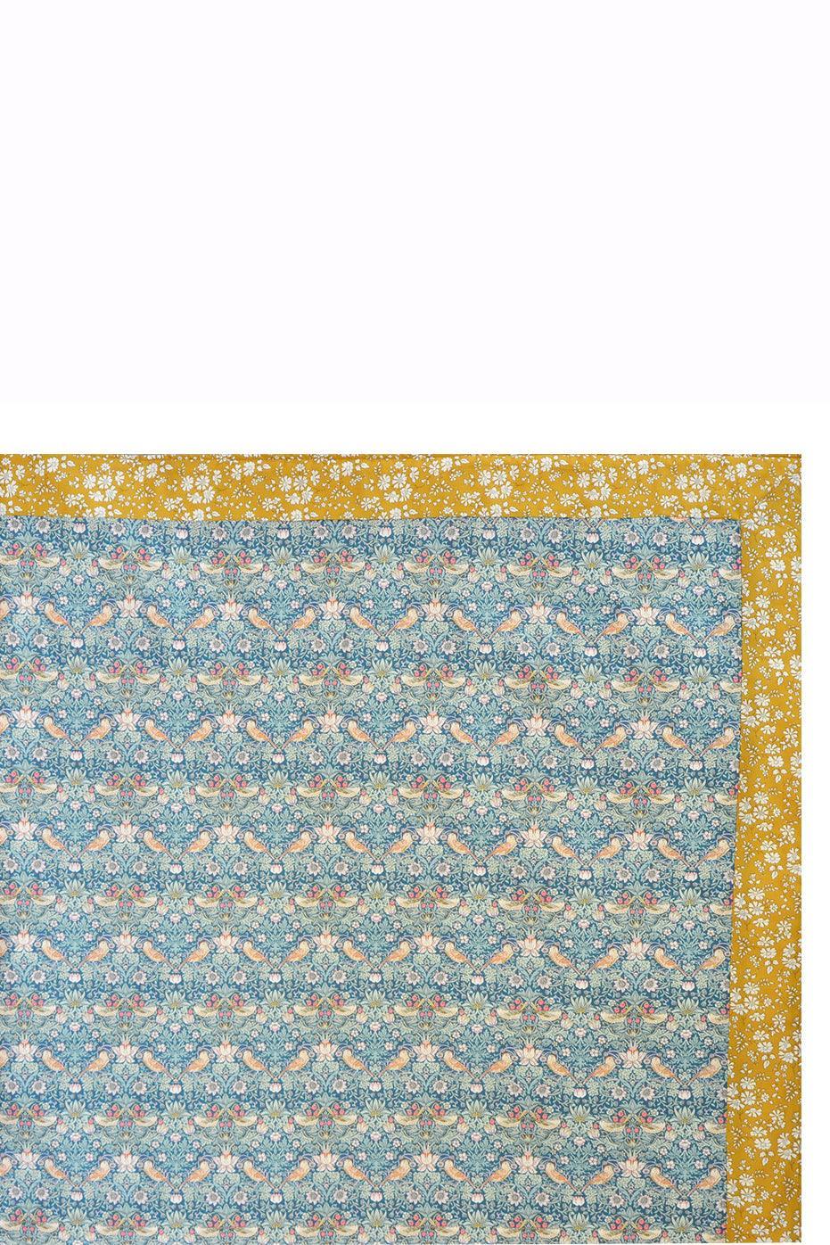 Picnic Blanket made with Liberty Fabric STRAWBERRY THIEF & CAPEL MUSTARD - Coco & Wolf