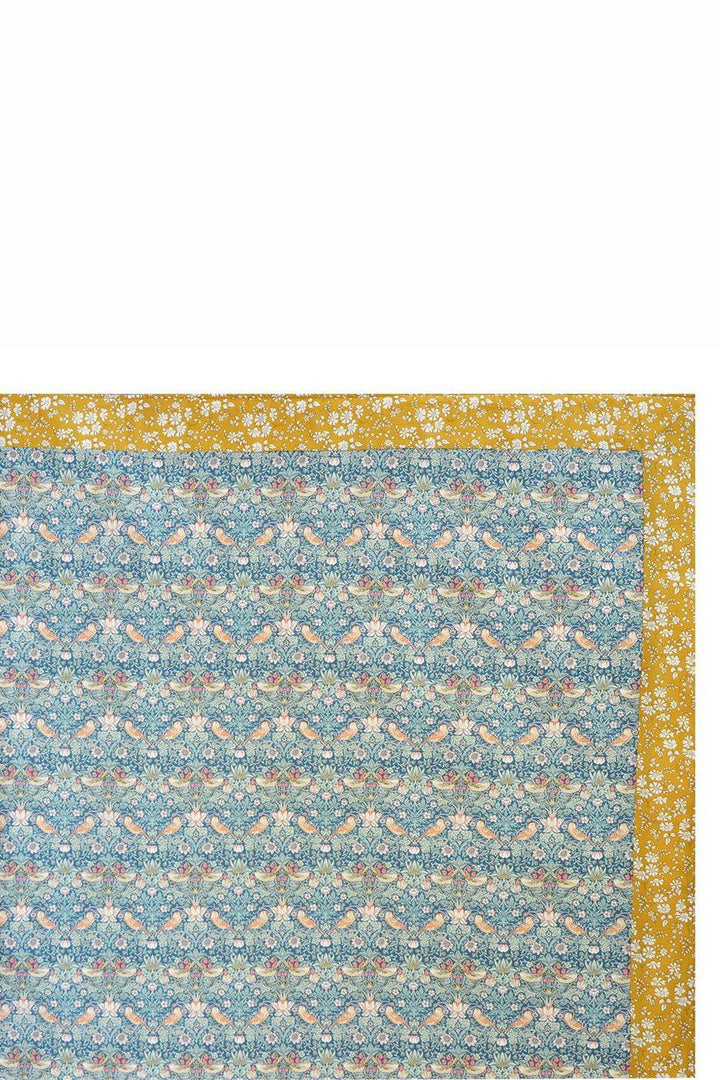 Picnic Blanket made with Liberty Fabric STRAWBERRY THIEF & CAPEL MUSTARD - Coco & Wolf