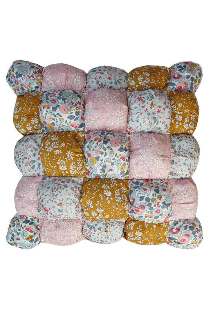 Puff Patchwork Cushion made with Liberty Fabric BETSY GREY