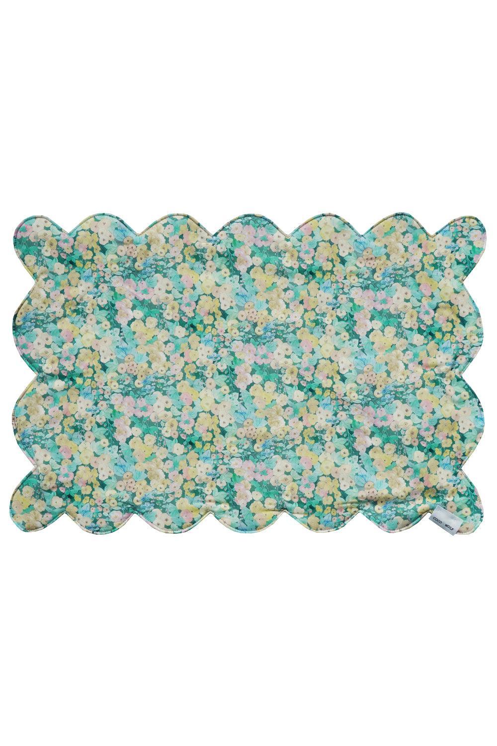 Reversible Scalloped Placemat made with Liberty Fabric HOLLYHOCKS & MITSI VALERIA - Coco & Wolf