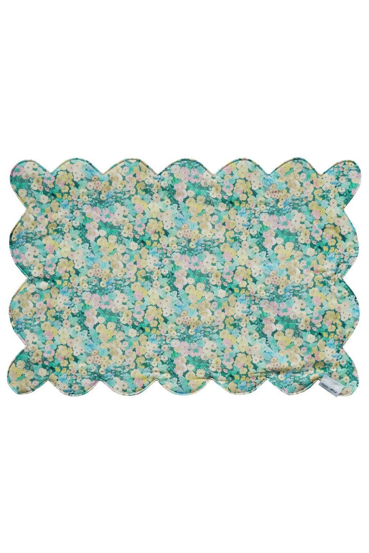 Reversible Scalloped Placemat made with Liberty Fabric HOLLYHOCKS & MITSI VALERIA - Coco & Wolf