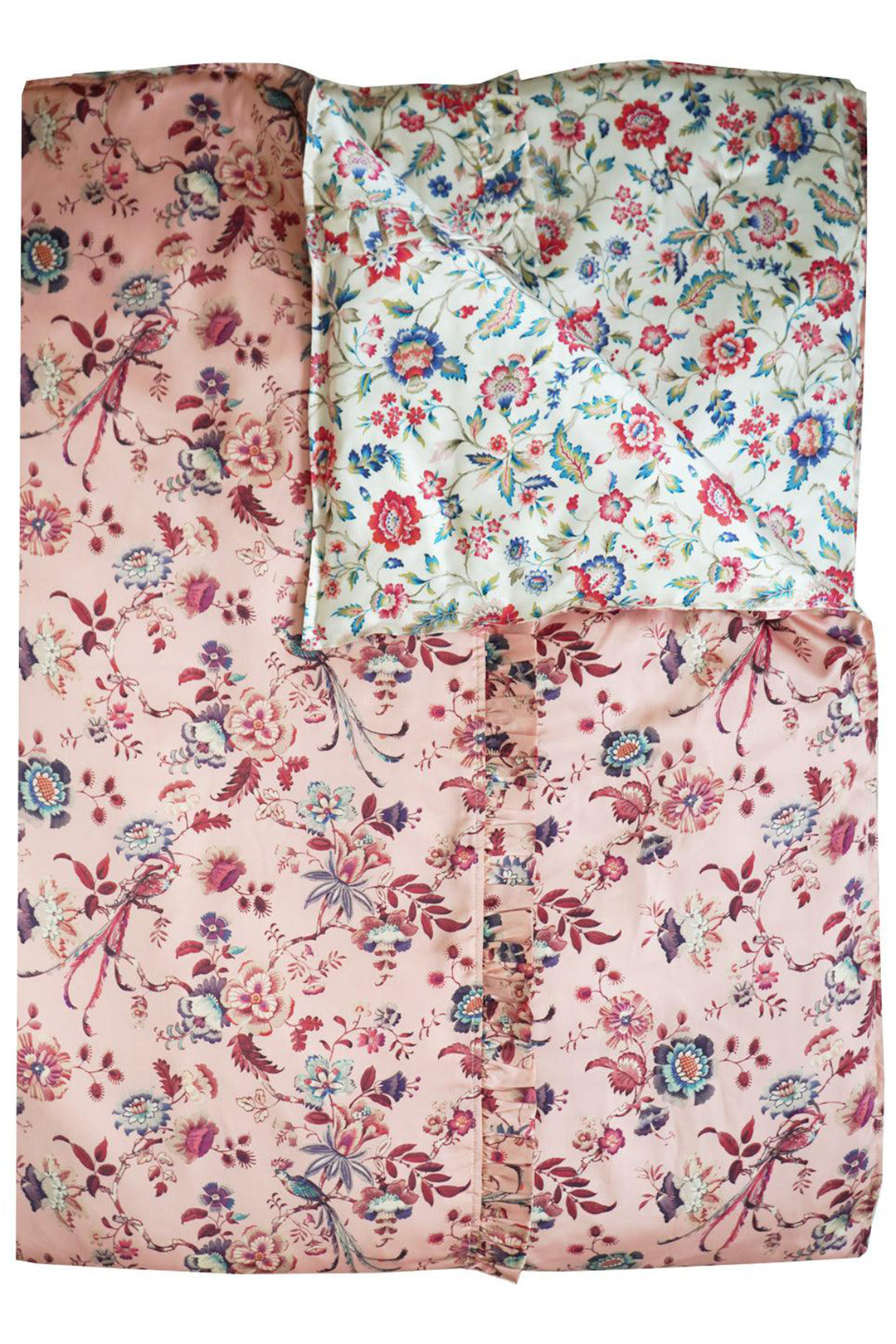 Reversible Silk Ruffle Edge Heirloom Quilt made with Liberty Fabric EVA BELLE & JANNAH