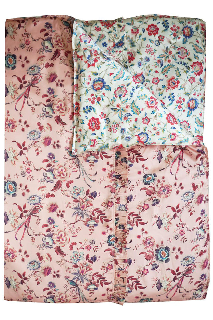 Reversible Silk Ruffle Edge Heirloom Quilt made with Liberty Fabric EVA BELLE & JANNAH