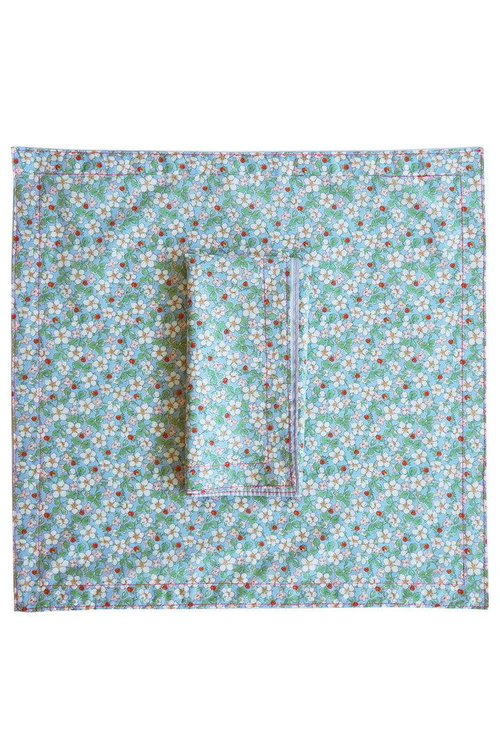 Reversible Stitch Napkin Set made with Liberty Fabric PAYSANNE BLOSSOM & ELEMENTS BLUE - Coco & Wolf