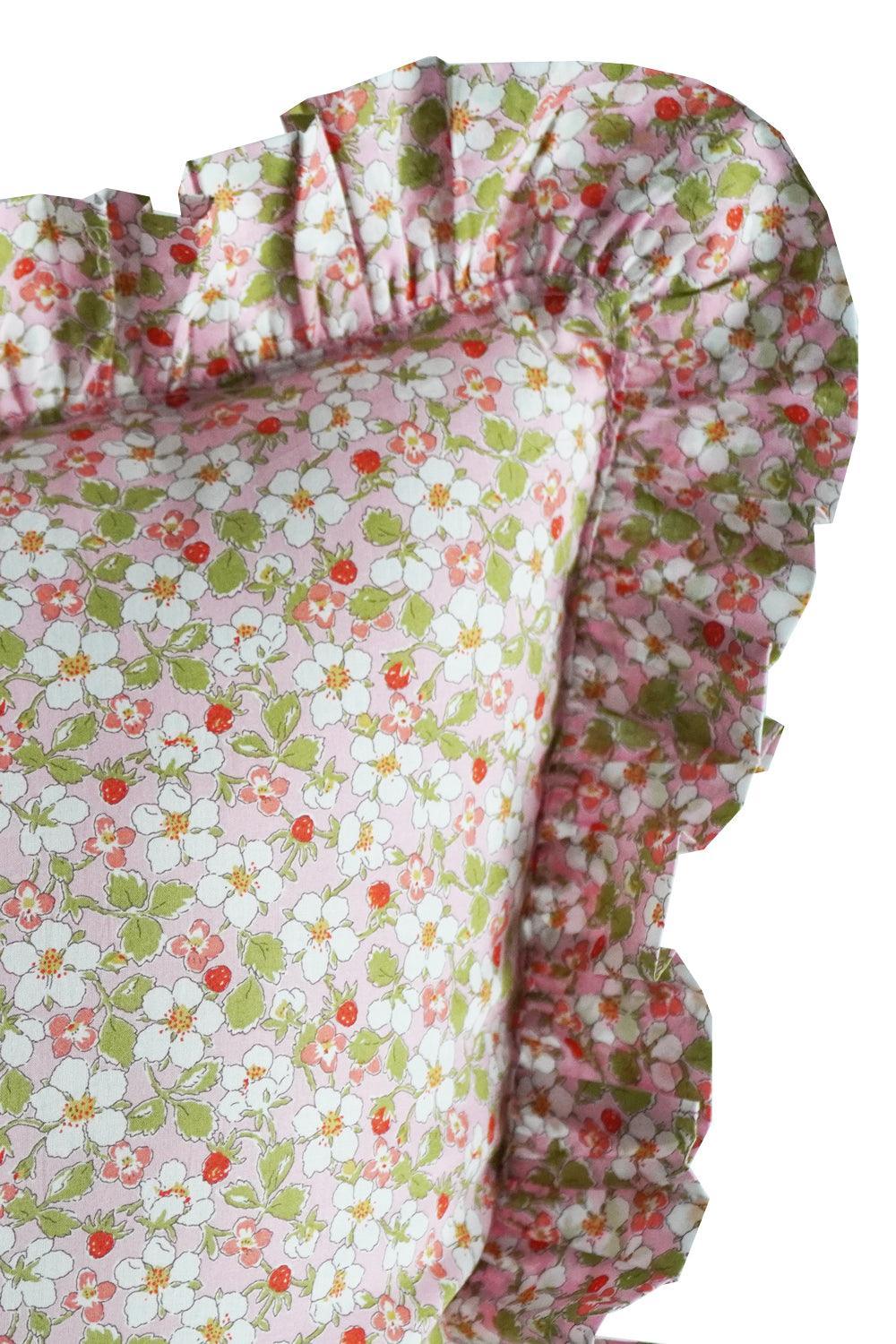Ruffle Bolster Lumbar Cushion made with Liberty Fabric PAYSANNE BLOSSOM - Coco & Wolf