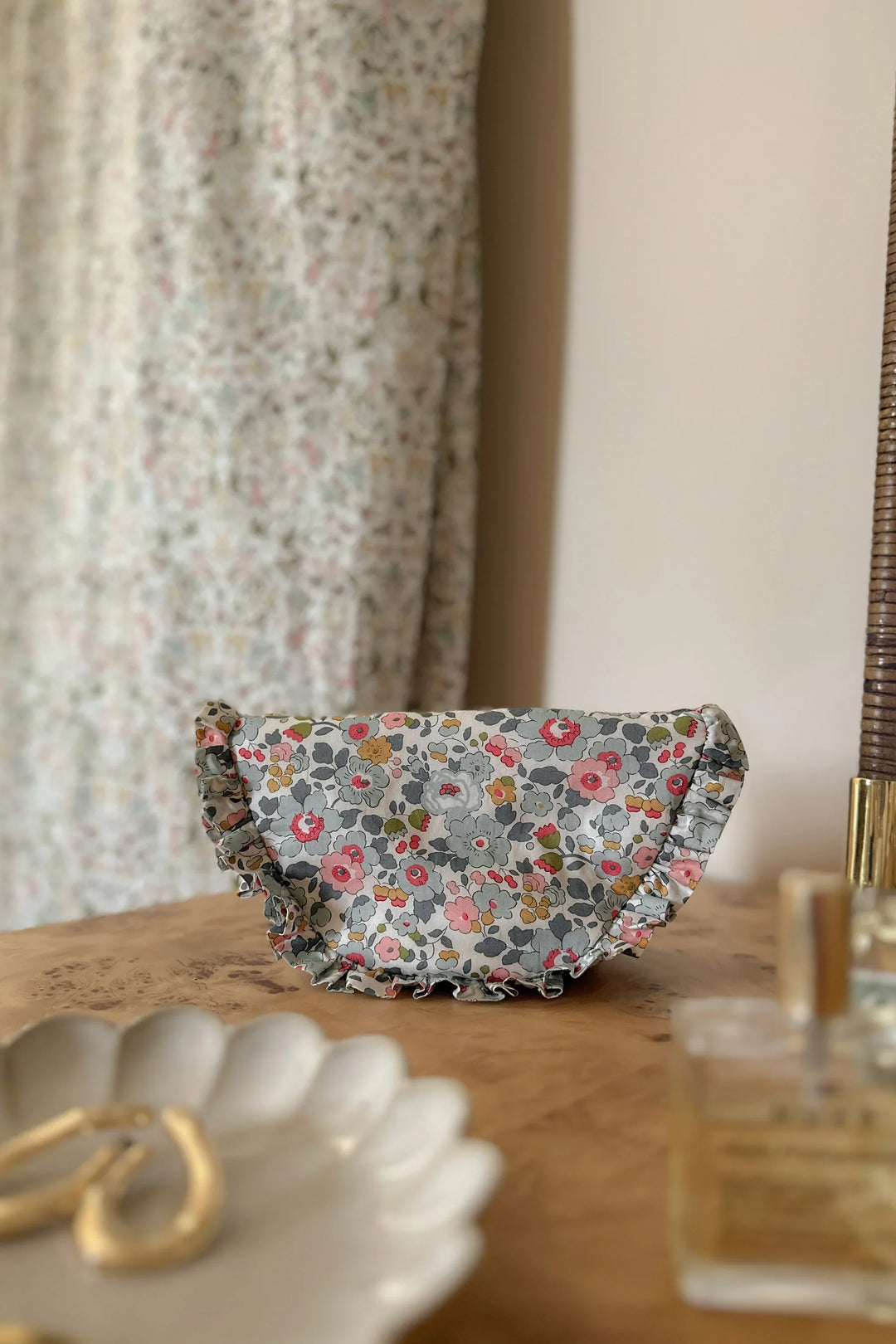Ruffle Pouch made with Liberty Fabric BETSY