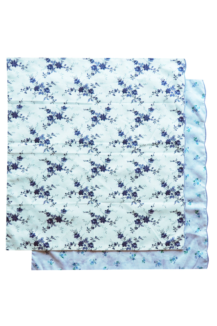 Bridgerton Reversible Scallop Edge Napkin made with Liberty Fabric AMELIE LUISE & POSY CORSAGE BLUE