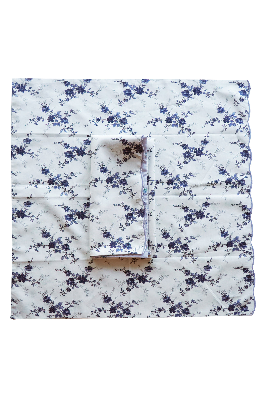 Bridgerton Reversible Scallop Edge Napkin made with Liberty Fabric AMELIE LUISE & POSY CORSAGE BLUE