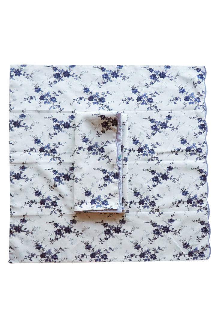 Bridgerton Reversible Scallop Edge Napkin made with Liberty Fabric AMELIE LUISE & POSY CORSAGE BLUE