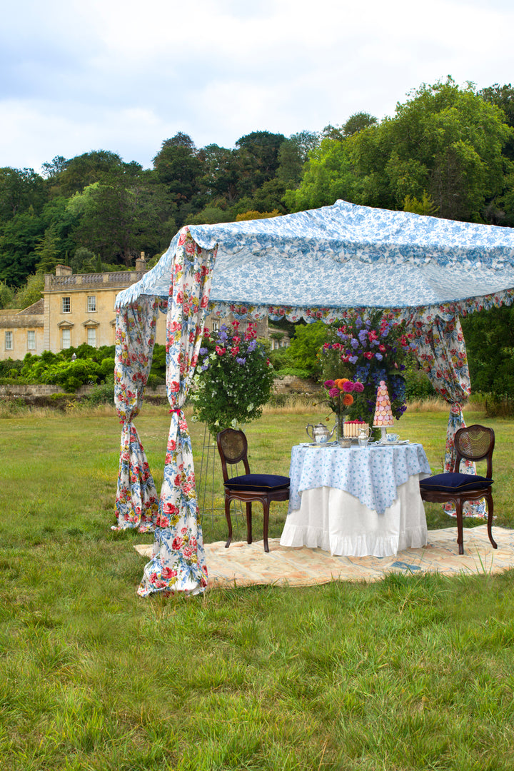 Bridgerton Reversible Scallop Edge Napkin made with Liberty Fabric AMELIE LUISE & POSY CORSAGE BLUE