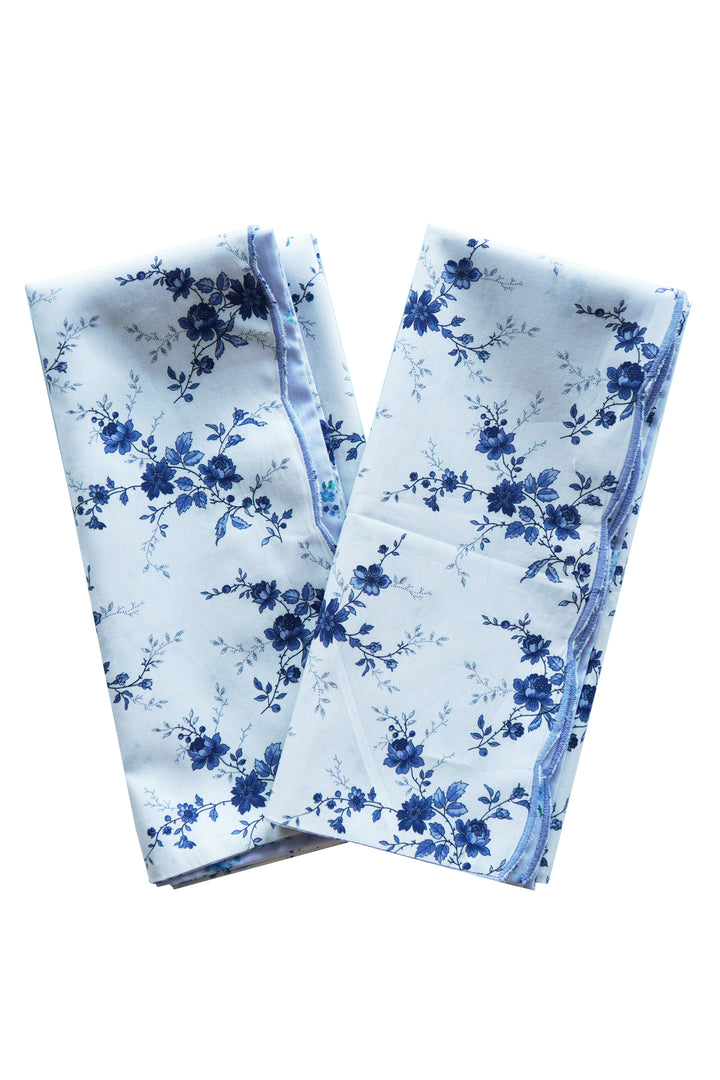 Bridgerton Reversible Scallop Edge Napkin made with Liberty Fabric AMELIE LUISE & POSY CORSAGE BLUE