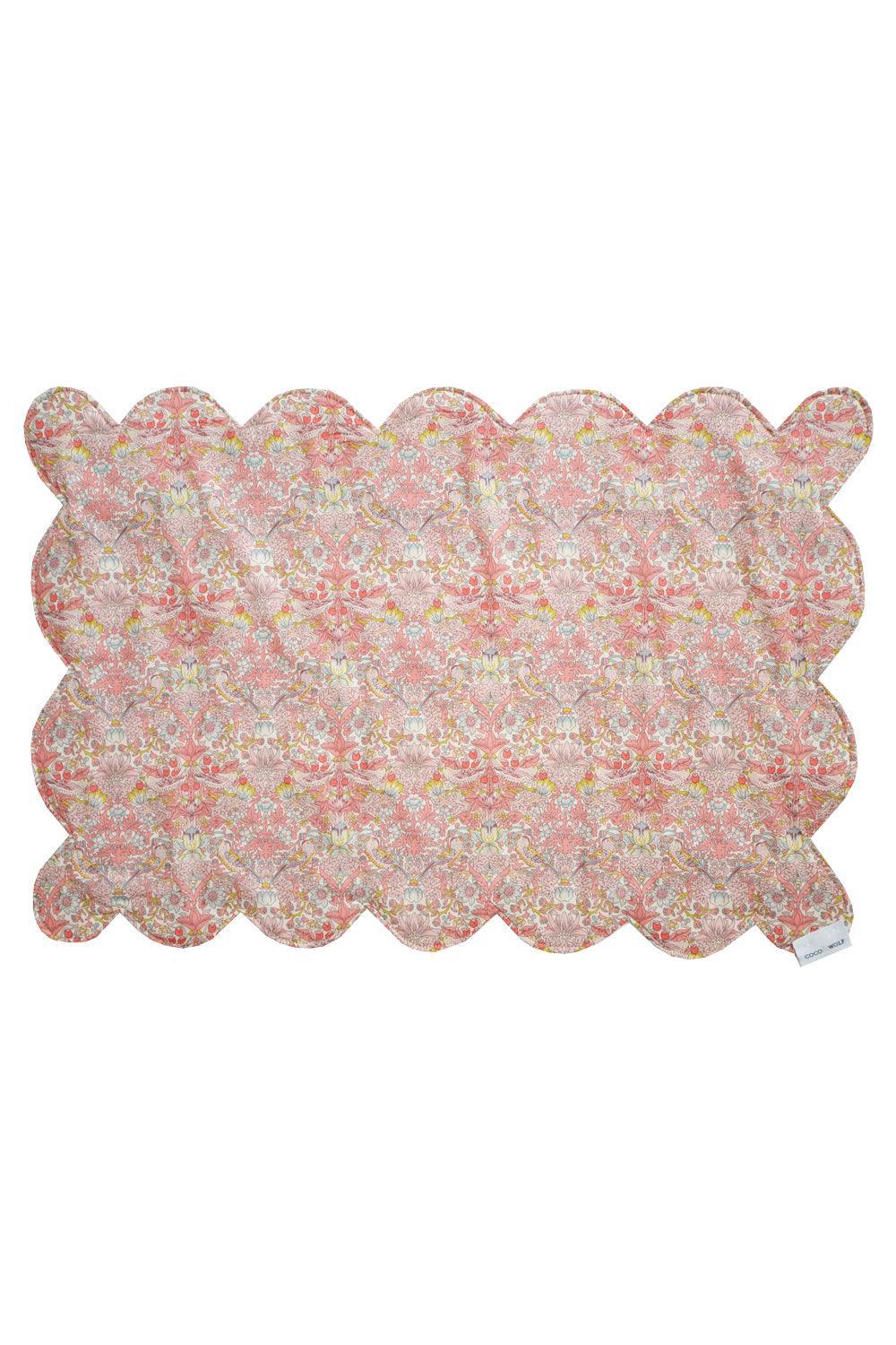 Reversible Scalloped Placemat made with Liberty Fabric STRAWBERRY THIEF SPRING - Coco & Wolf