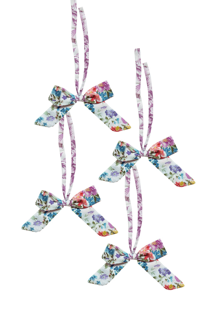 Bridgerton Set of 4 Napkin Ring Bows made with Liberty Fabric BOUQUET PARADE PEACH