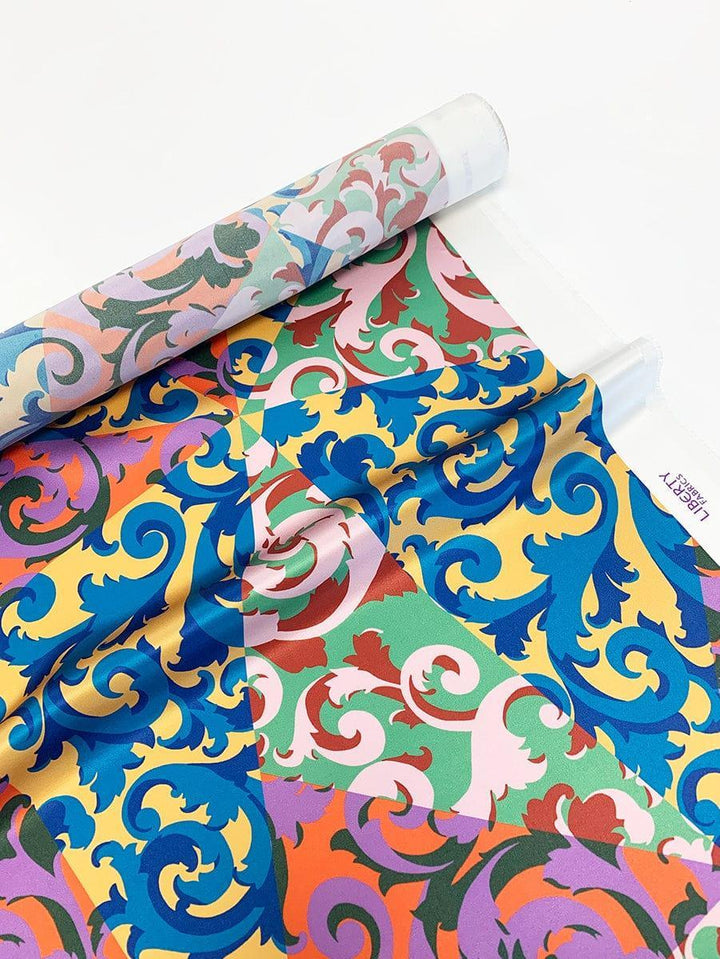 Silk Hair Scrunchie with Tails made with Liberty Fabric ROCOCO SCROLLS - Coco & Wolf