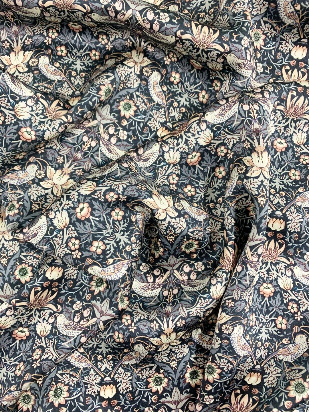 Silk Hair Scrunchie with Tails made with Liberty Fabric STRAWBERRY THIEF - Coco & Wolf