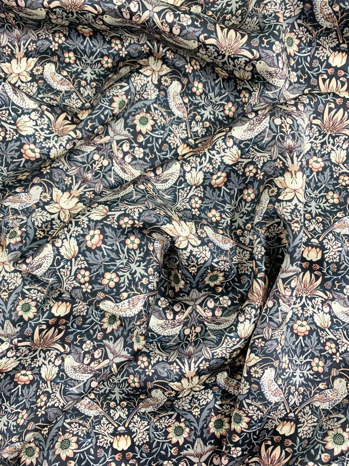 Silk Hair Scrunchie with Tails made with Liberty Fabric STRAWBERRY THIEF - Coco & Wolf