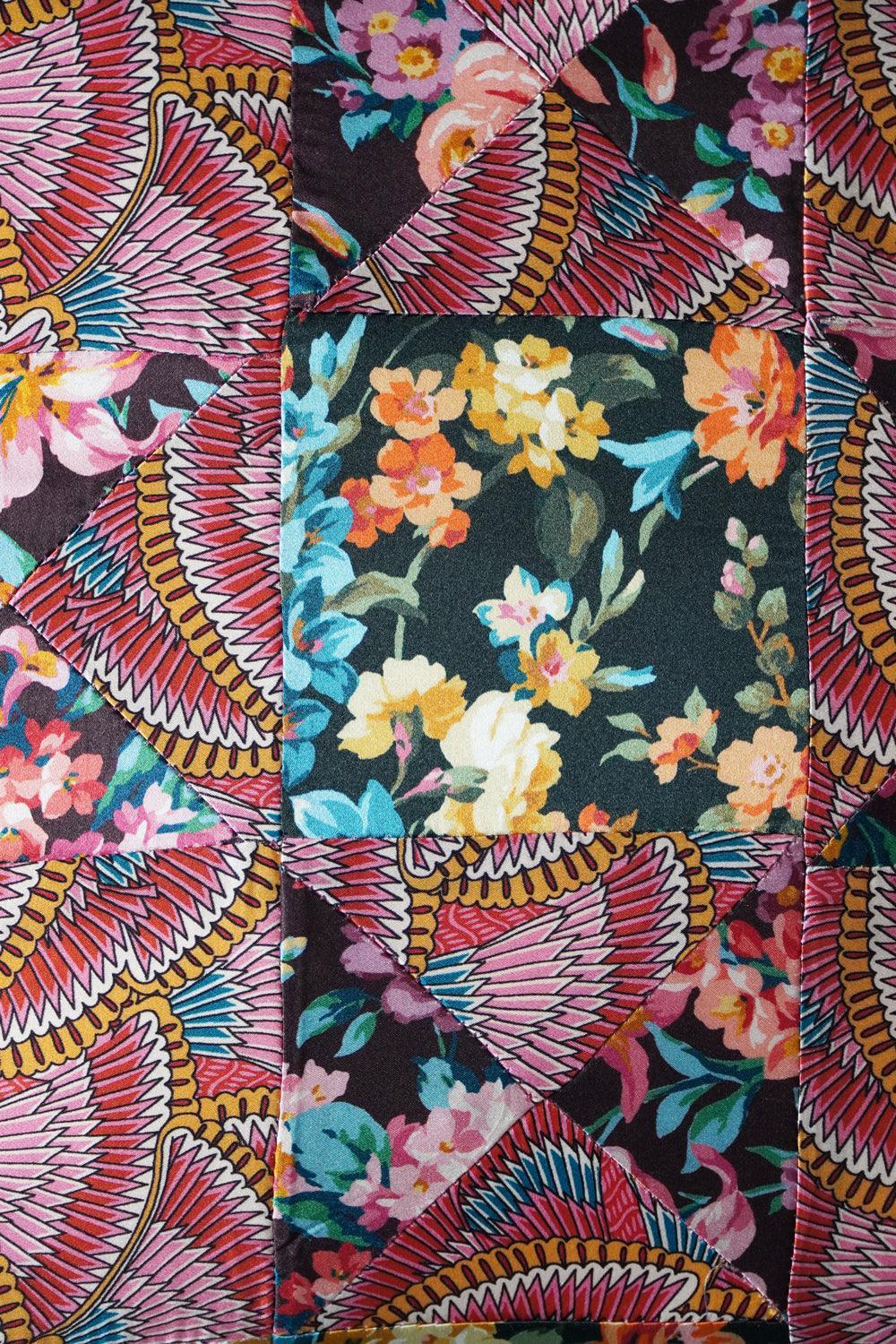 Silk Patchwork Cushion made with Liberty Fabric MONTAGUE MEWS - Coco & Wolf