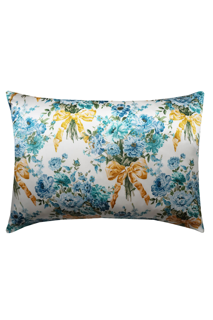 Bridgerton Silk Pillowcase made with Liberty Fabric BOW BOUQUET GOLD