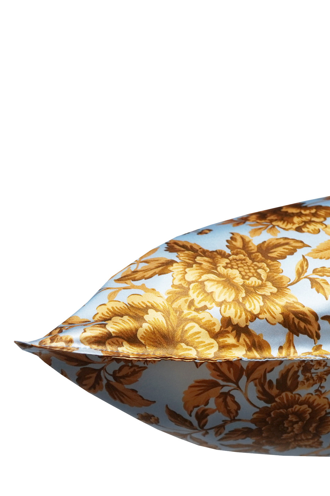 Bridgerton Silk Pillowcase made with Liberty Fabric REGENCY TRAIL BLUE & GOLD