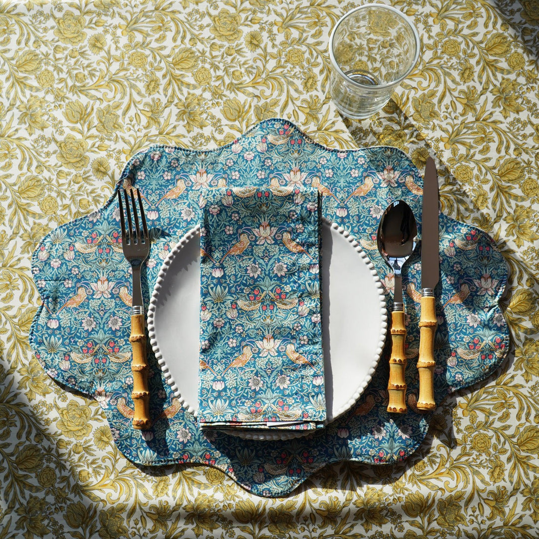 Reversible Stitch Napkin Set made with Liberty Fabric STRAWBERRY THIEF & BETSY SAGE