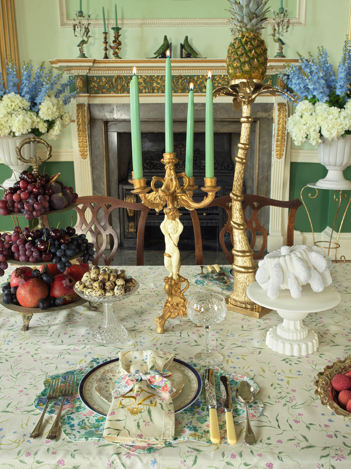 Bridgerton Reversible Wavy Placemat made with Liberty Fabric BOUQUET PARADE GREEN & REGAL BLOSSOM