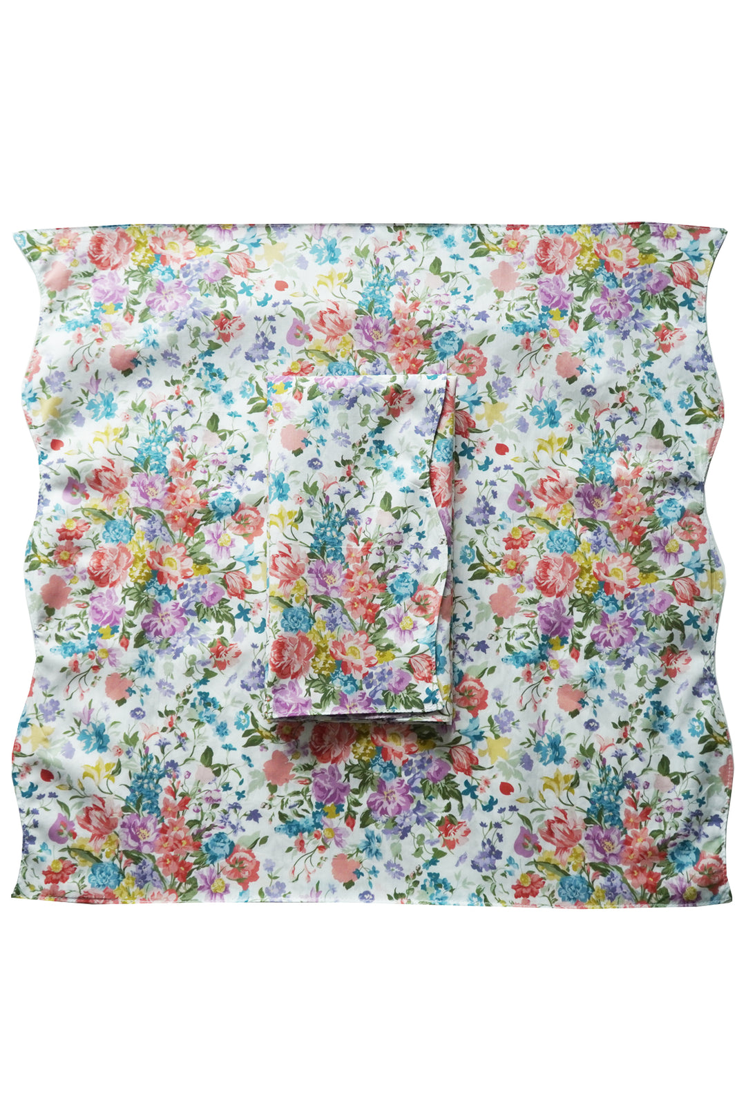 Bridgerton Reversible Wavy Napkin Set made with Liberty Fabric REGENCY TRAIL PURPLE & BOUQUET PARADE PEACH