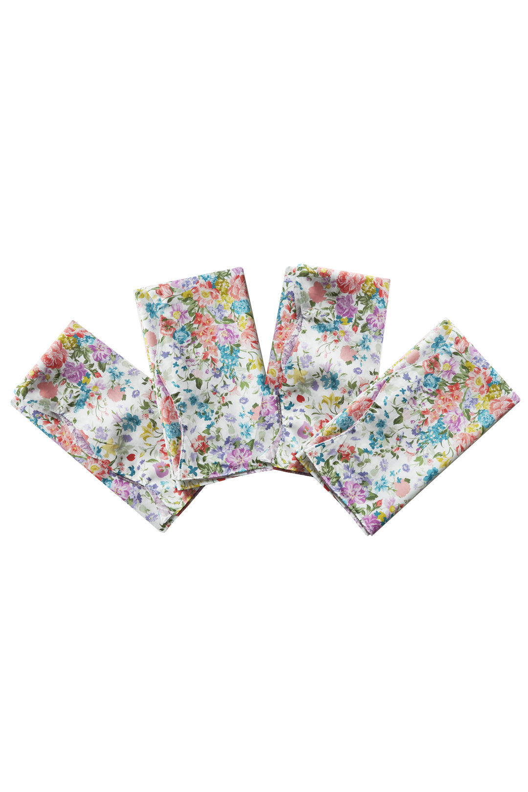 Bridgerton Reversible Wavy Napkin Set made with Liberty Fabric REGENCY TRAIL PURPLE & BOUQUET PARADE PEACH