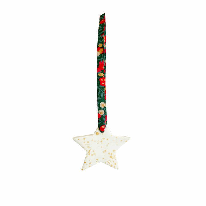 Porcelain Star Decoration with Liberty Fabric Ribbon - Coco & Wolf