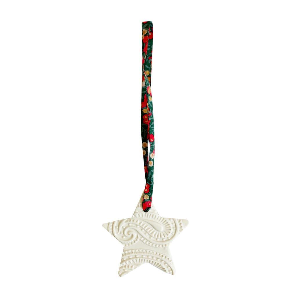Porcelain Star Decoration with Liberty Fabric Ribbon - Coco & Wolf