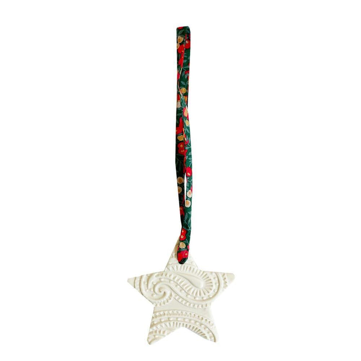 Porcelain Star Decoration with Liberty Fabric Ribbon - Coco & Wolf